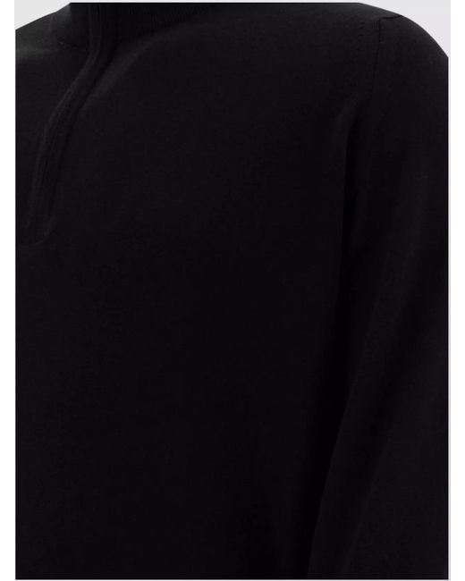 John Smedley Black Merino Wool Half-Zip Sweater for men