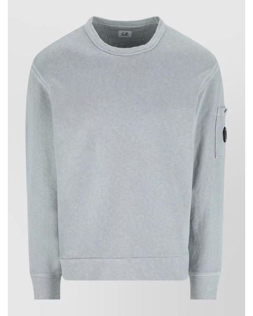 C P Company Gray Cotton Sweatshirt Long Sleeves Patch Pocket for men