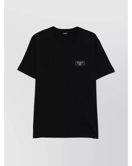 Balmain Black Organic Cotton Regular-Fit Logo-Print T-Shirt for men