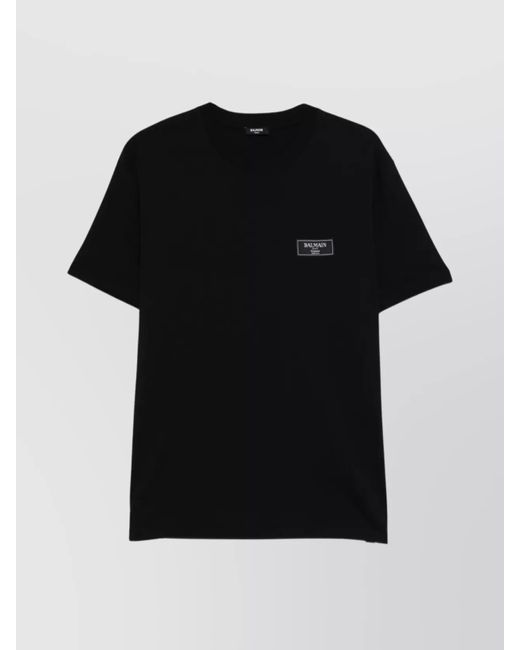 Balmain Black Organic Cotton Regular-Fit Logo-Print T-Shirt for men