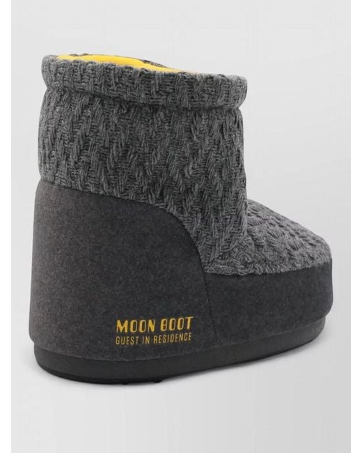 Moon Boot Gray Ankle Length Knit Texture Boots