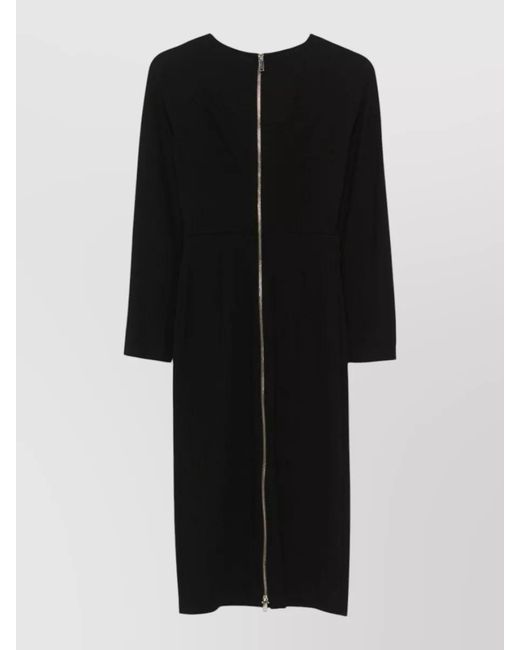 Semicouture Black Nina Stretch Midi Dress Pencil Silhouette