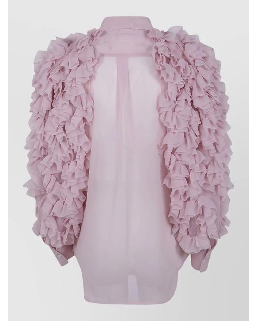 Comme des Garçons Purple Sheer Ruffle Jacket Long Sleeves Pocket