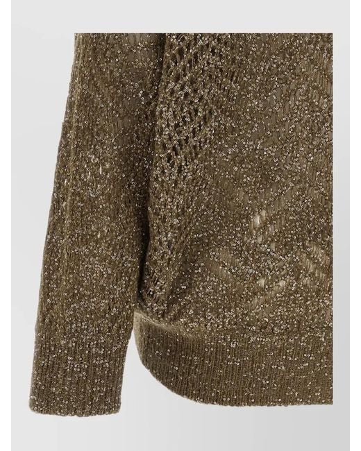 Brunello Cucinelli Green Mohair-Blend Ribbed High-Neck Zip-Up Cardigan