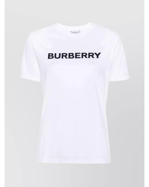 Burberry White Cotton Ribbed Crew-Neck Logo-Print T-Shirt