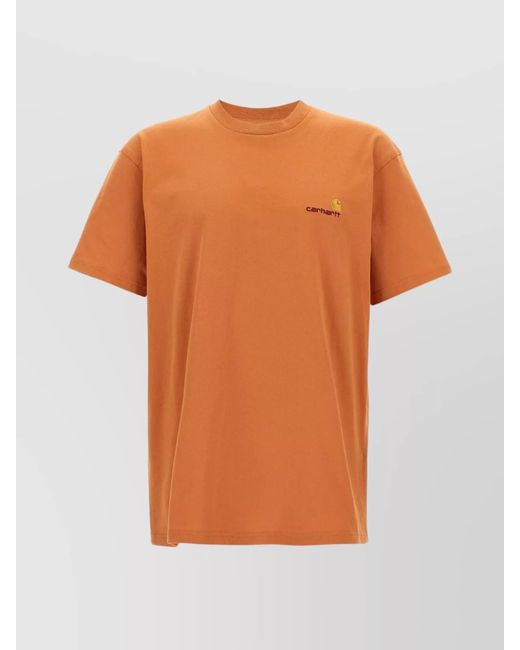 Carhartt Orange 'Short Sleeves Crew Neck American Script' T-Shirt for men