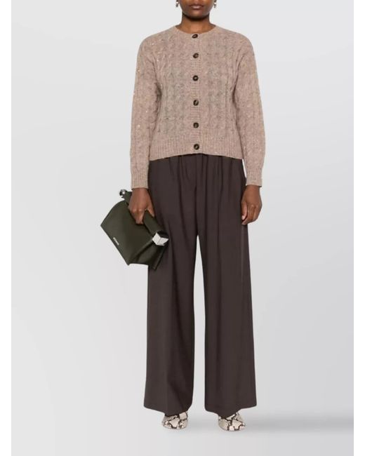 Brunello Cucinelli Gray Wide Leg Trousers Elastic Waistband