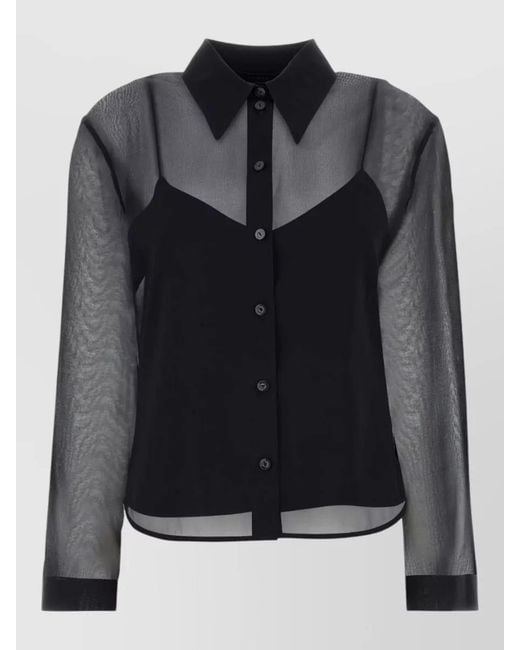 Gucci Black Long Sleeve Sheer Fabric Shirt for men