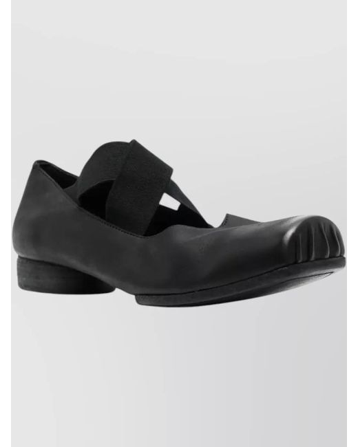 Uma Wang Black Calfskin Square Toe Flat Sole Mules