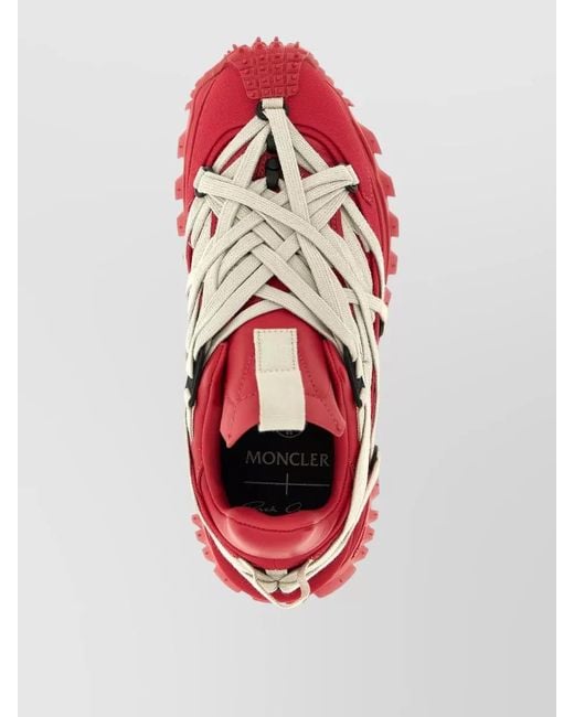 Rick Owens Red Leather High-Top Sneakers
