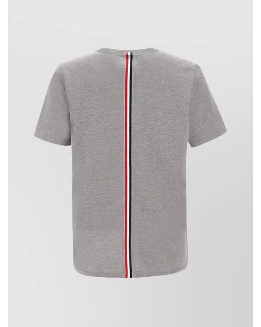 Thom Browne Gray Relaxed-Fit Piqué Short-Sleeve T-Shirt for men
