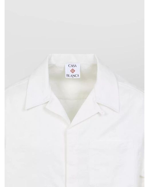 Casablanca White Cotton Monogram Short-Sleeve Shirt for men