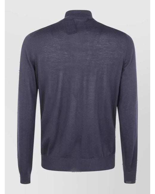 Filippo De Laurentis Blue Virgin Wool Mock Turtleneck Sweater for men