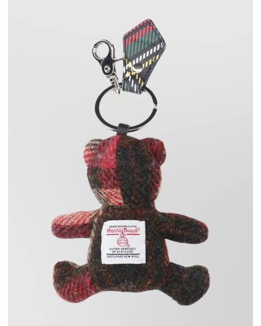 Vivienne Westwood White Wool Tartan Bear Keychain