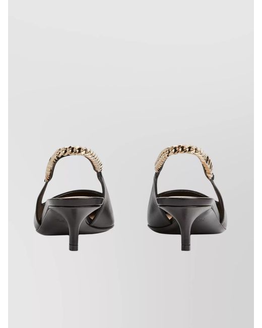 Gucci Gray Hand-Stitched Chain Detail Kitten Heel Pumps