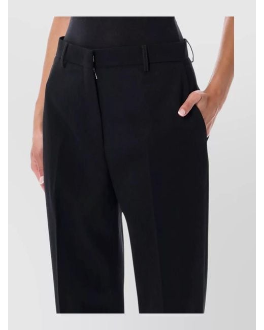 Lanvin Blue Tailored Wool Cropped Cigarette Trousers Mid Rise