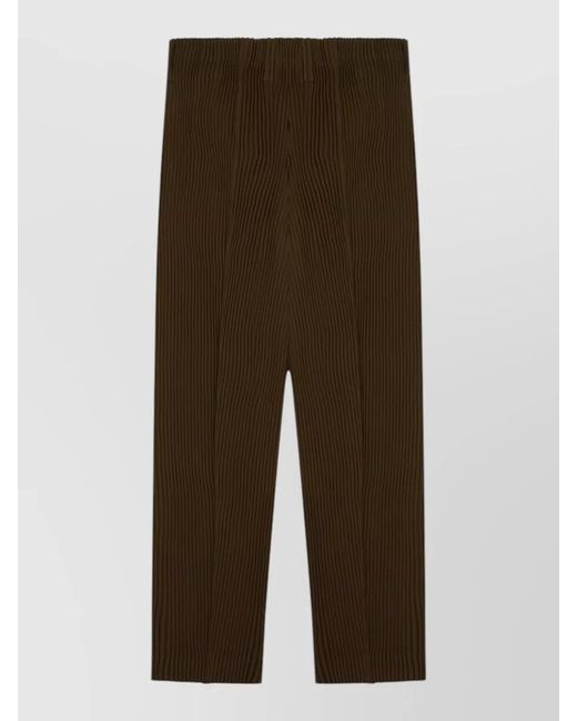 Homme Plissé Issey Miyake Green Straight Leg Pleated Tailored Pants for men