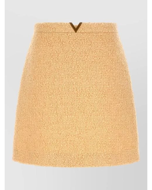 Valentino Garavani Natural Virgin Wool A-Line Skirt