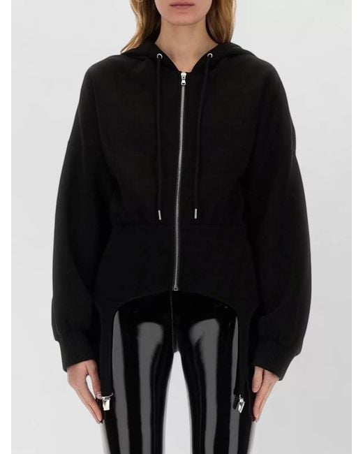 Fiorucci Black Cropped Hooded Sweatshirt And Suspenders