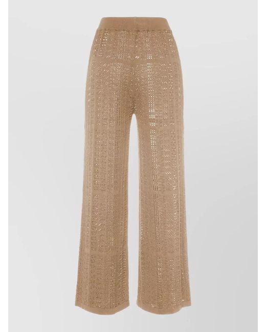 Malo Natural Wide-Leg Trousers