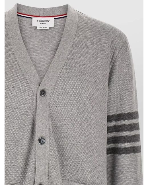 Thom Browne Gray 4Bar Cardigan for men