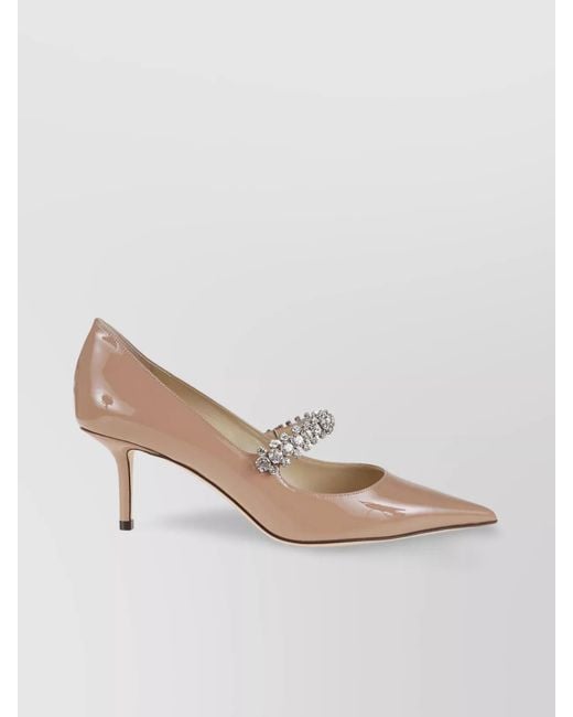 Jimmy Choo Pink Crystal Strap Kitten Heel Pump