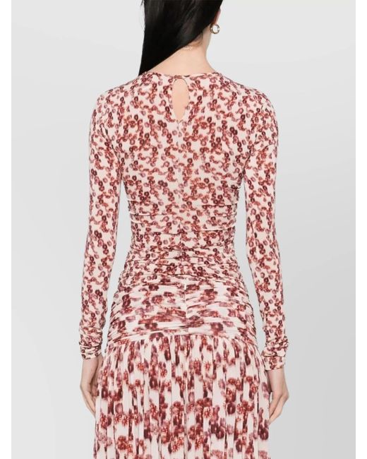 Isabel Marant Red Cutout Bow Long-Sleeve Top