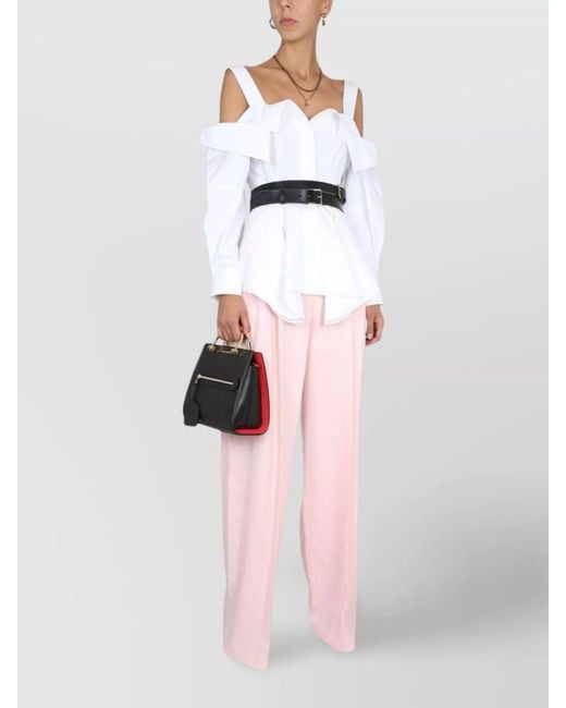 McQueen Pink Wool Wide-Leg Trousers