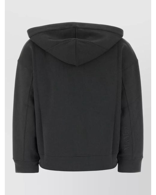 Max Mara Black Buona Cotton Blend Hooded Sweatshirt
