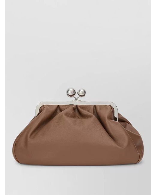 Weekend by Maxmara White Pasticcino Medium Leather Clutch