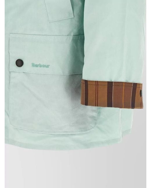 Barbour Green Bedale Jacket Contrast Collar Flap Pockets for men