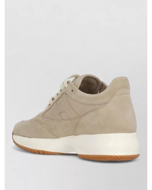 Hogan Natural Suede Leather Low Top Rubber Sole Sneakers