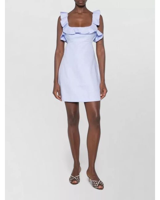 Zimmermann Blue Silk Blend Mini Dress Open Back