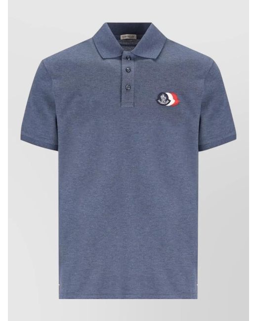 Moncler Blue Cotton Polo Shirt