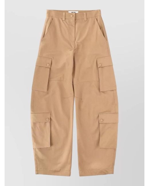 MSGM Natural Cotton Oversized Cargo Trousers