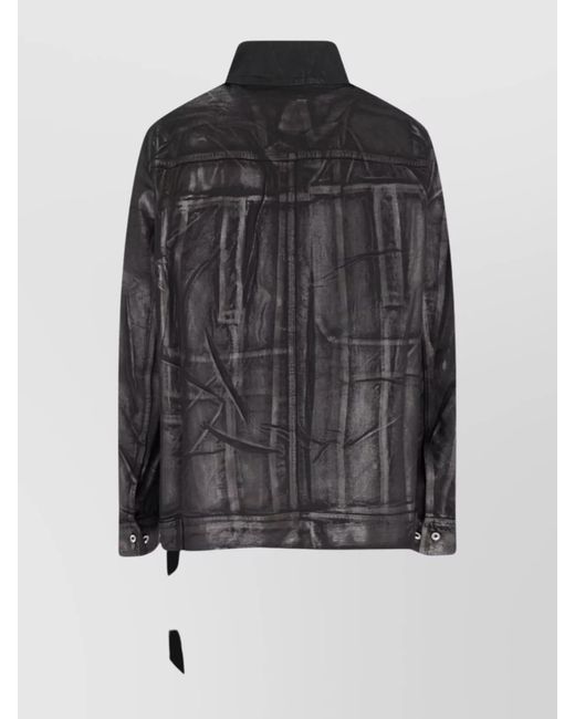 Rick Owens Black Printed Design Jacket With Long Sleeves And Pockets for men