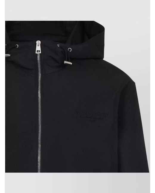 Givenchy Black Polyester Hooded Windbreaker Jacket for men