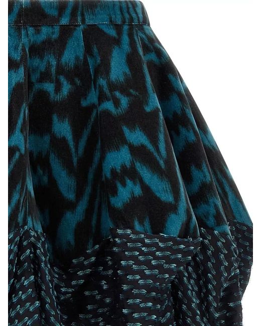 Kiko Kostadinov Blue Evelyn Skirt Draped High Waist Pleated Texture
