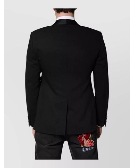 Dolce & Gabbana Black Wool Silk Single-Breasted Coat for men