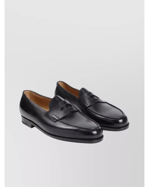 John Lobb Black Leather Loafers for men