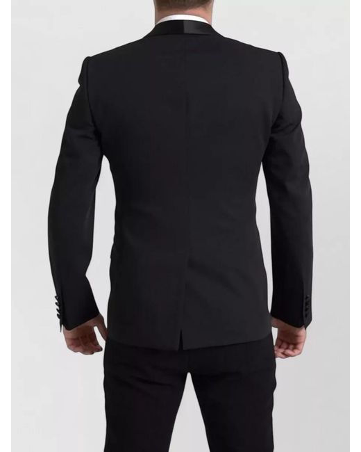 Dolce & Gabbana Blue Wool Silk Slim-Fit Single-Breasted Blazer for men