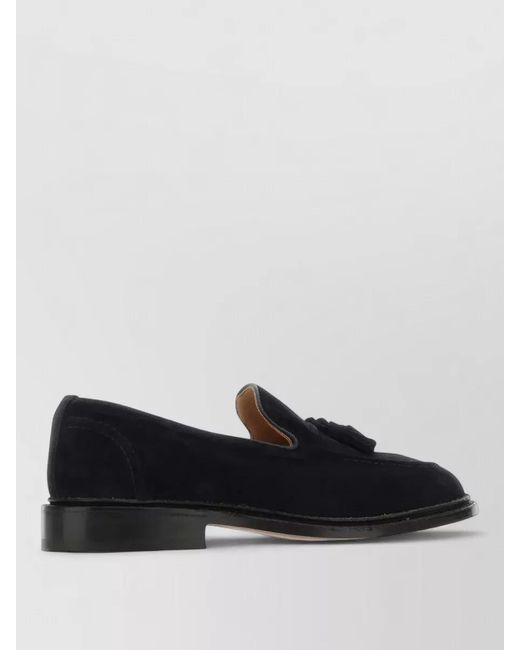 Tricker's Black Elton Suede Loafers Tassel Round Toe for men