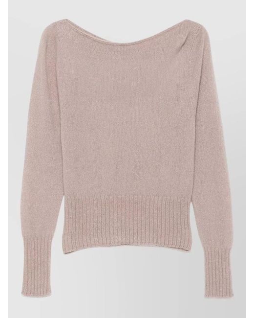 Tom Ford Pink Long Sleeve Boat Neck Cashmere Silk Knit