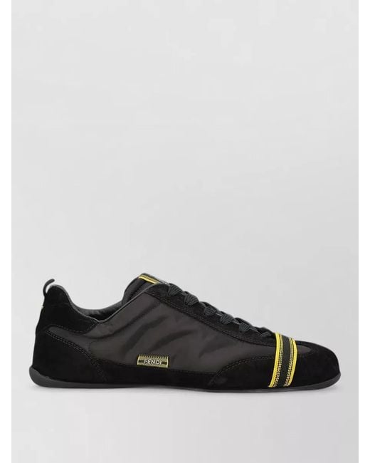 Fendi Black Wrap Lace Up Foldable Nylon Suede Sneakers for men