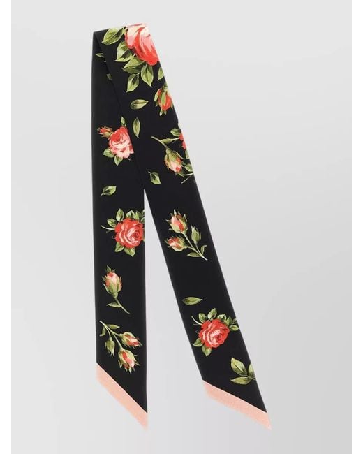 Dolce & Gabbana White Silk Foulard Roses Bouquet Floral Pattern