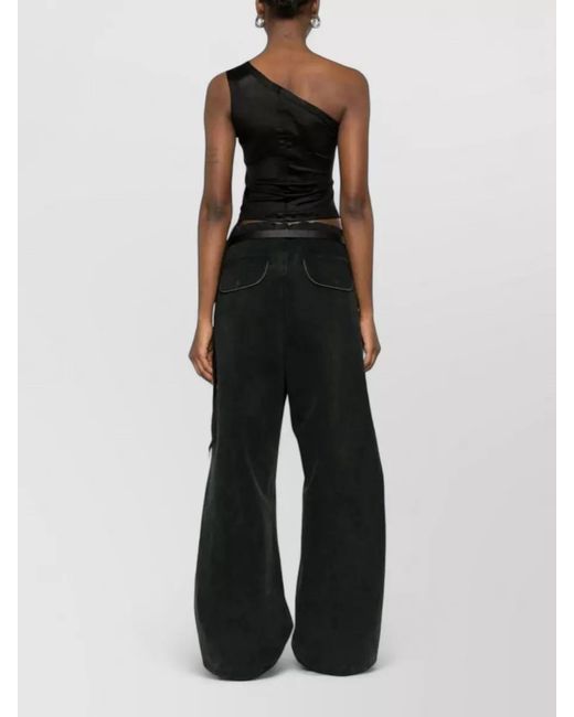 Rick Owens Black One-Shoulder Asymmetric Sleeveless Top