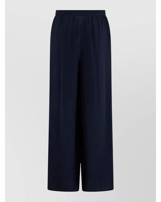 Max Mara Blue Silk Lounge Pants Drawstring Waist Wide Leg