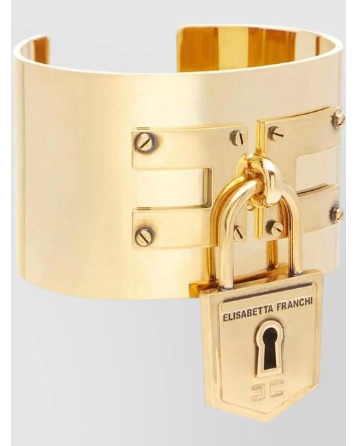 Elisabetta Franchi Metallic Padlock Cuff Bracelet Adjustable Fit