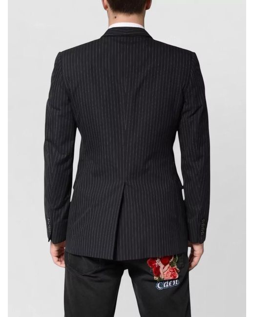 Dolce & Gabbana Blue Striped Single Breasted Blazer for men