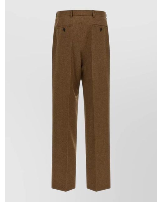Prada Brown High Rise Tailored Wool Wide Leg Pants